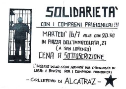 Solidarietà con i compagni prigionieri, manifesto