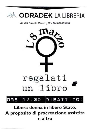 L'8 marzo: libera donna in libero stato, manifesto