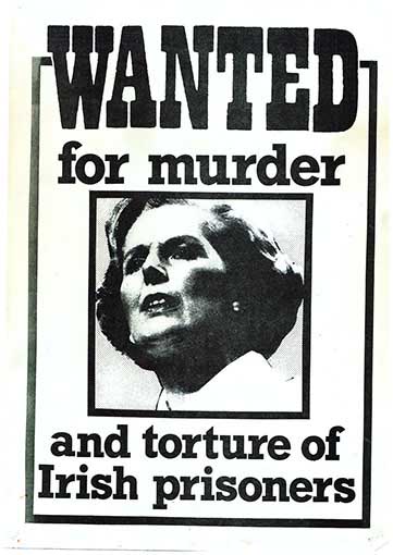 Wanted for murder and torture of irish prisoners, manifesto