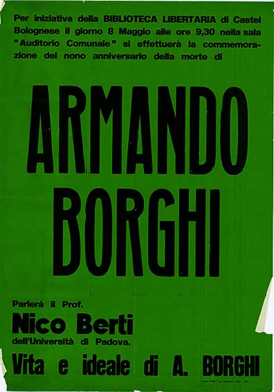 Commemorazione del nono anniversario della morte di Armando Borghi, manifesto