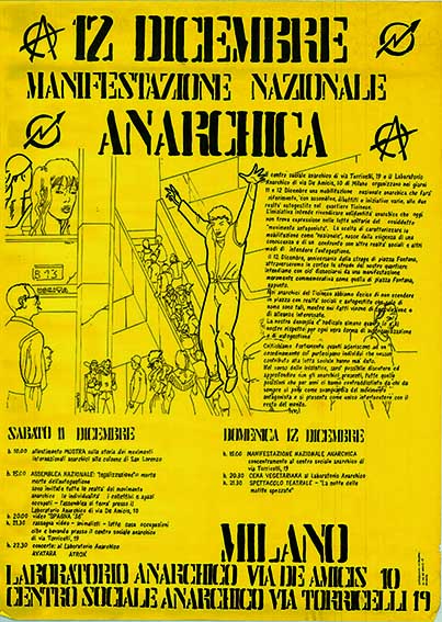 12 dicembre manifestazione nazionale anarchica, manifesto