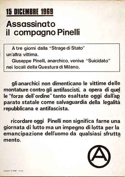 assassinato il compagno Pinelli, manifesto