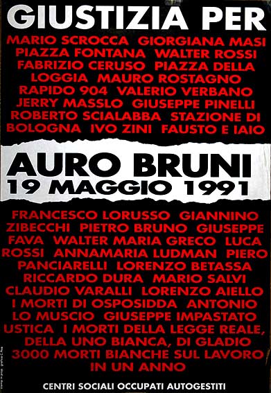 Auro Bruni 19 Maggio 1991, manifesto