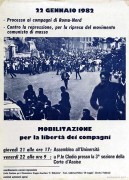 22 Gennaio '82: processo ai compagni di Roma-nord, manifesto