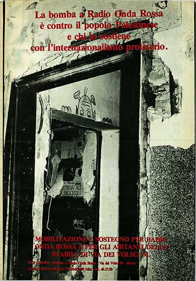 Mobilitazione e sostegno per Radio Onda Rossa e gli abitanti dello stabile ..., manifesto
